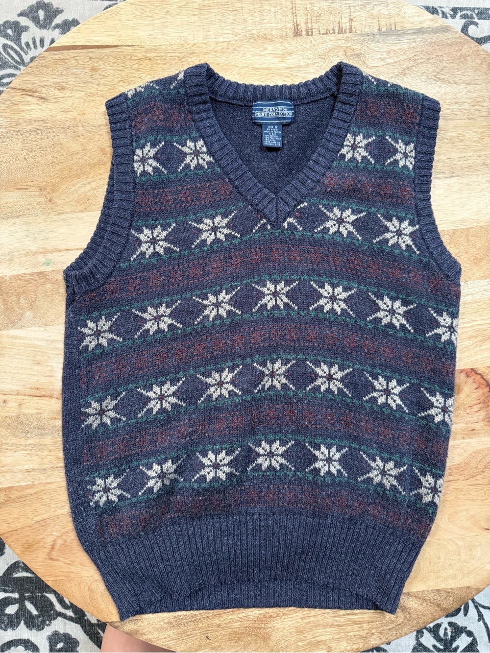 Vintage Mervyn’s Navy Fair Isle V-Neck Grandpacore Academia Unisex Sweater Vest